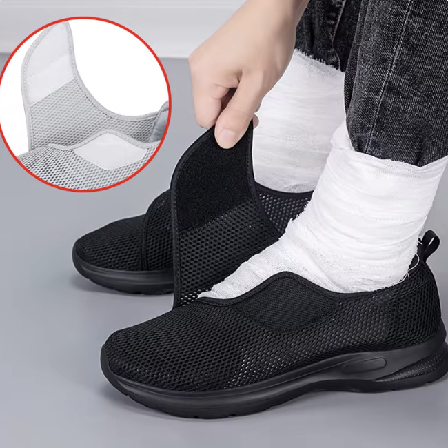 Damskie buty komfortowe z regulacją - Szeroka forma oraz przewiewna siateczka - J&B - 1