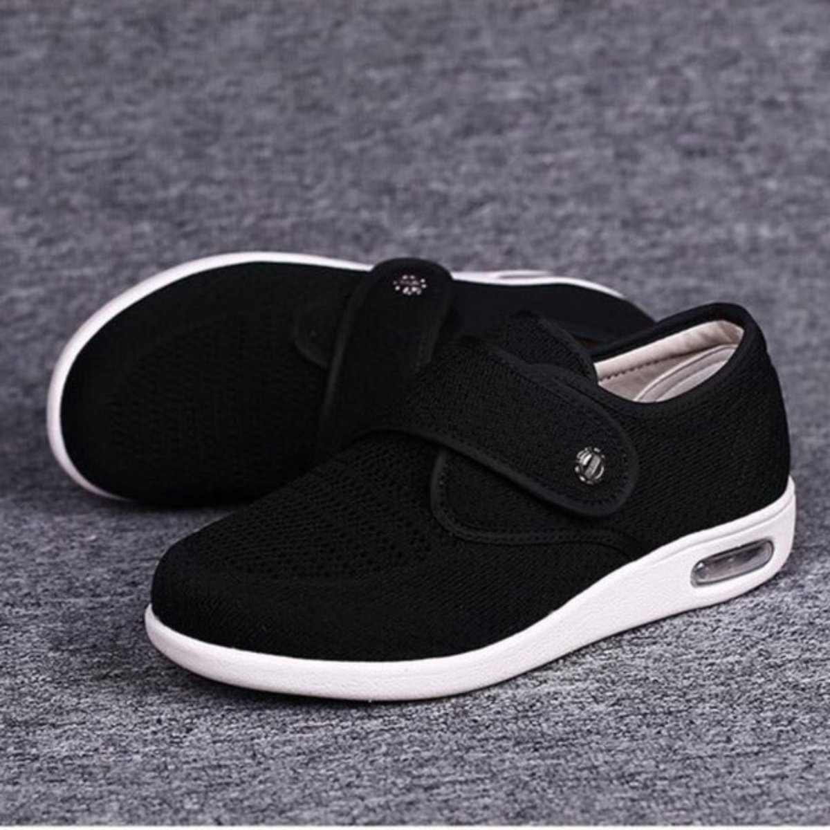 Damskie buty na rzepy - Szeroki krój i komfortowy materiał - J&B - 1