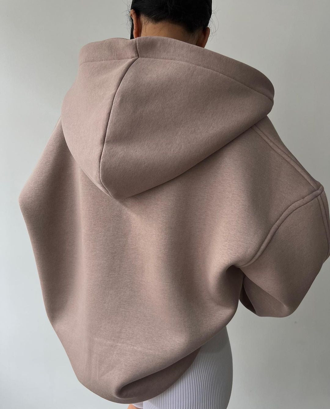 Hoodie damski oversize z dekoltem polo i kapturem | N&W - 4