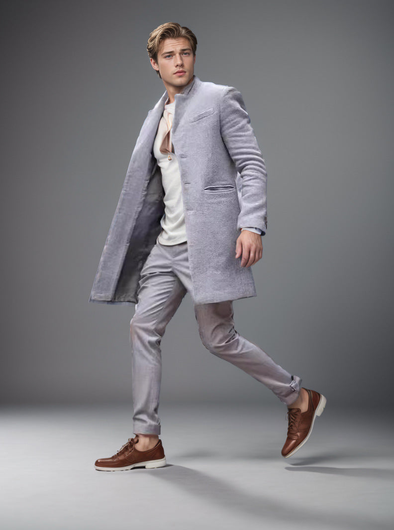 Męski płaszcz o eleganckim kroju z zaszewkami | N&W - 4