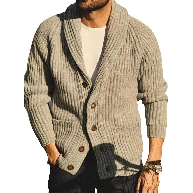 Cardigan męski z szerokim kołnierzem i guzikami | N&W - 3