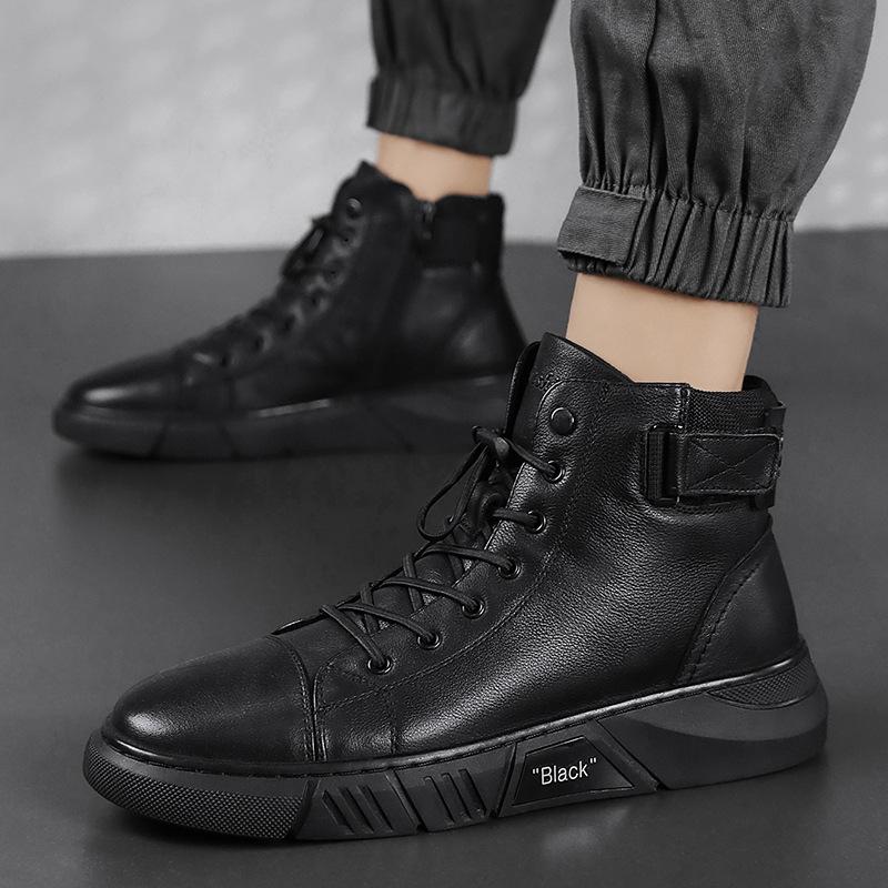 Męskie sneakersy typu high-top z klasycznym sznurowaniem i modnym akcentem | N&W - 4