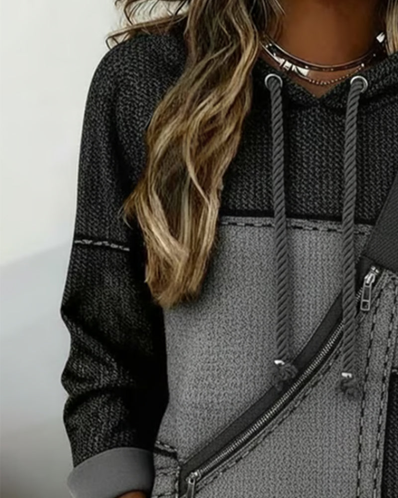 Hoodie damski z asymetrycznym zamkiem błyskawicznym i luźnym krojem | N&W - 6