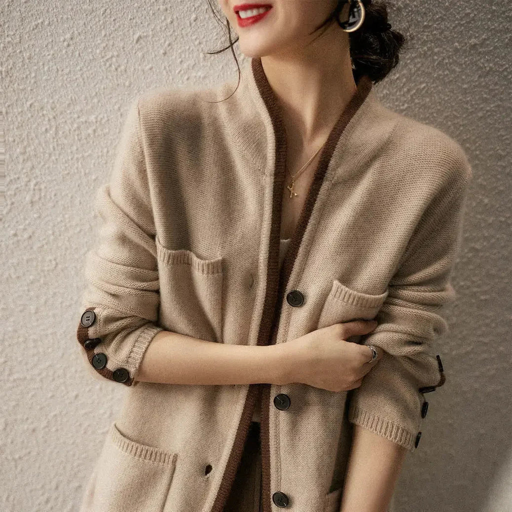 Cardigan damski z guzikami i kieszeniami | N&W - 11