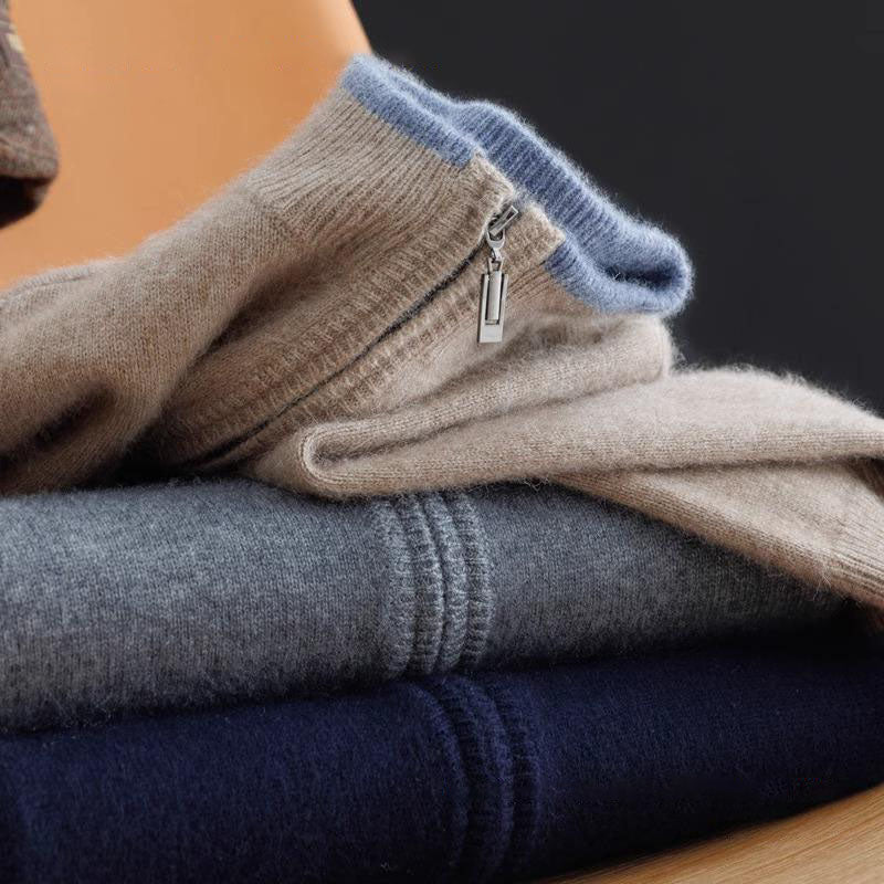 Sweter męski z zamkiem błyskawicznym i stójką | N&W - 11