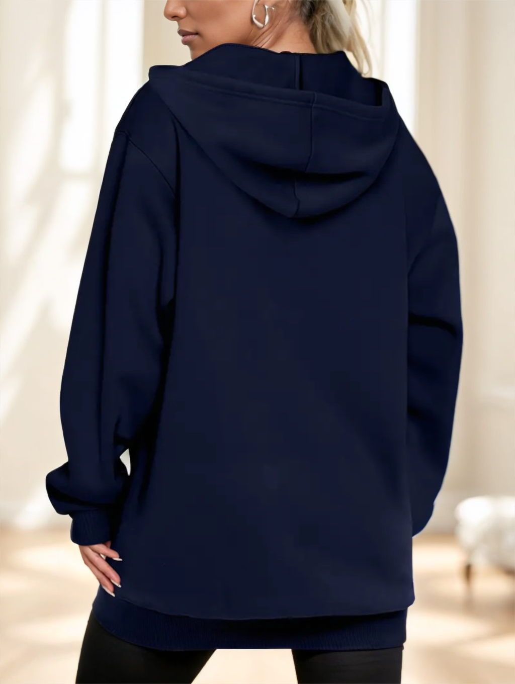 Hoodie damski z kapturem i zamkiem, luźny krój | N&W - 5