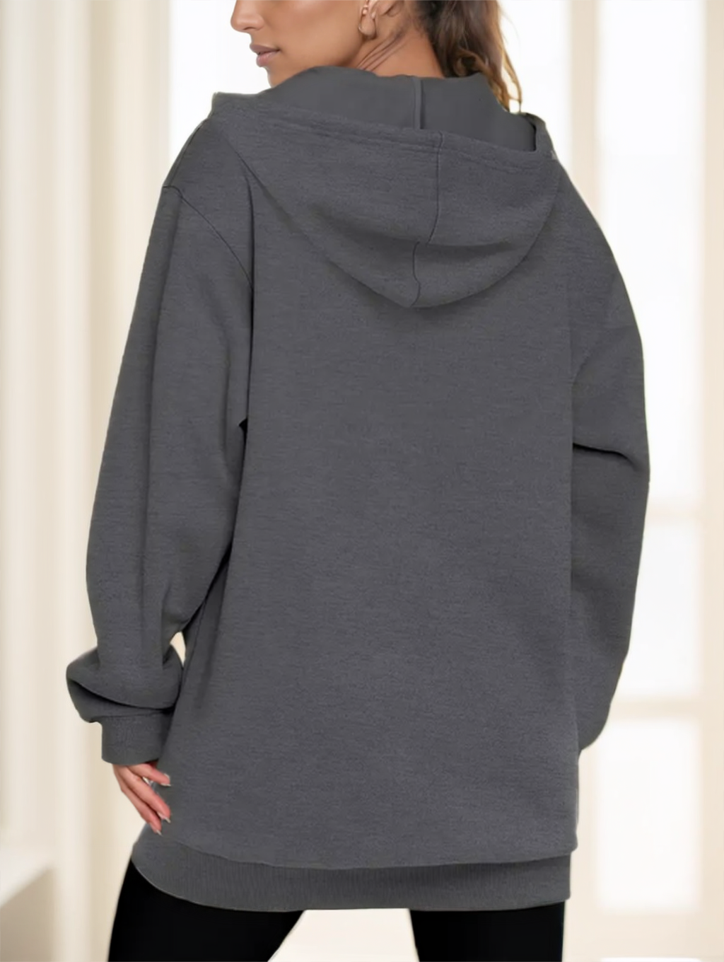 Hoodie damski z kapturem i zamkiem, luźny krój | N&W - 6