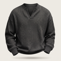 Pullover męski z dekoltem w serek i strukturalnym wzorem | N&W - 5