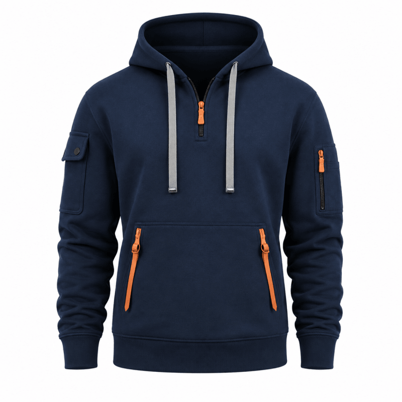 Hoodie męski z funkcjonalnymi kieszeniami i regulowanym kapturem | N&W - 2