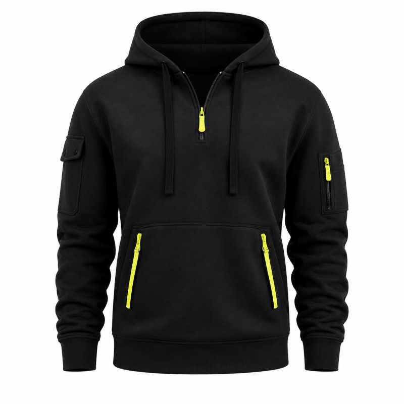 Hoodie męski z funkcjonalnymi kieszeniami i regulowanym kapturem | N&W - 6