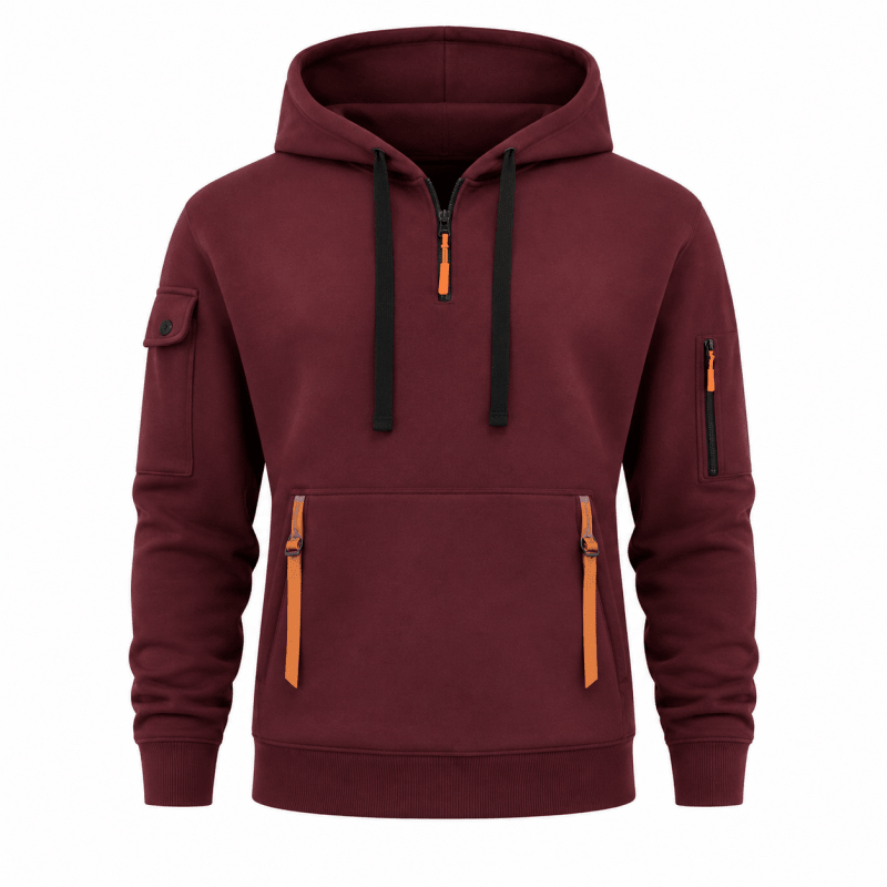 Hoodie męski z funkcjonalnymi kieszeniami i regulowanym kapturem | N&W - 7