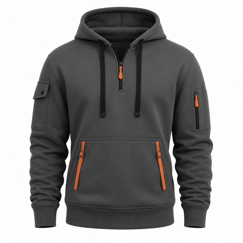 Hoodie męski z funkcjonalnymi kieszeniami i regulowanym kapturem | N&W - 9
