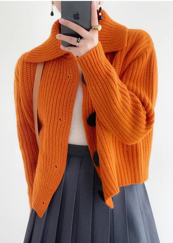 Cardigan damski z kołnierzykiem i guzicznym zapięciem | N&W - 3