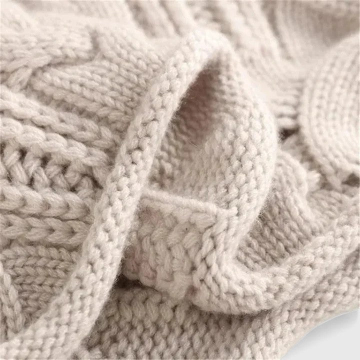 Pullover damski z kołnierzem stójkowym i warkoczowym wzorem | N&W - 5