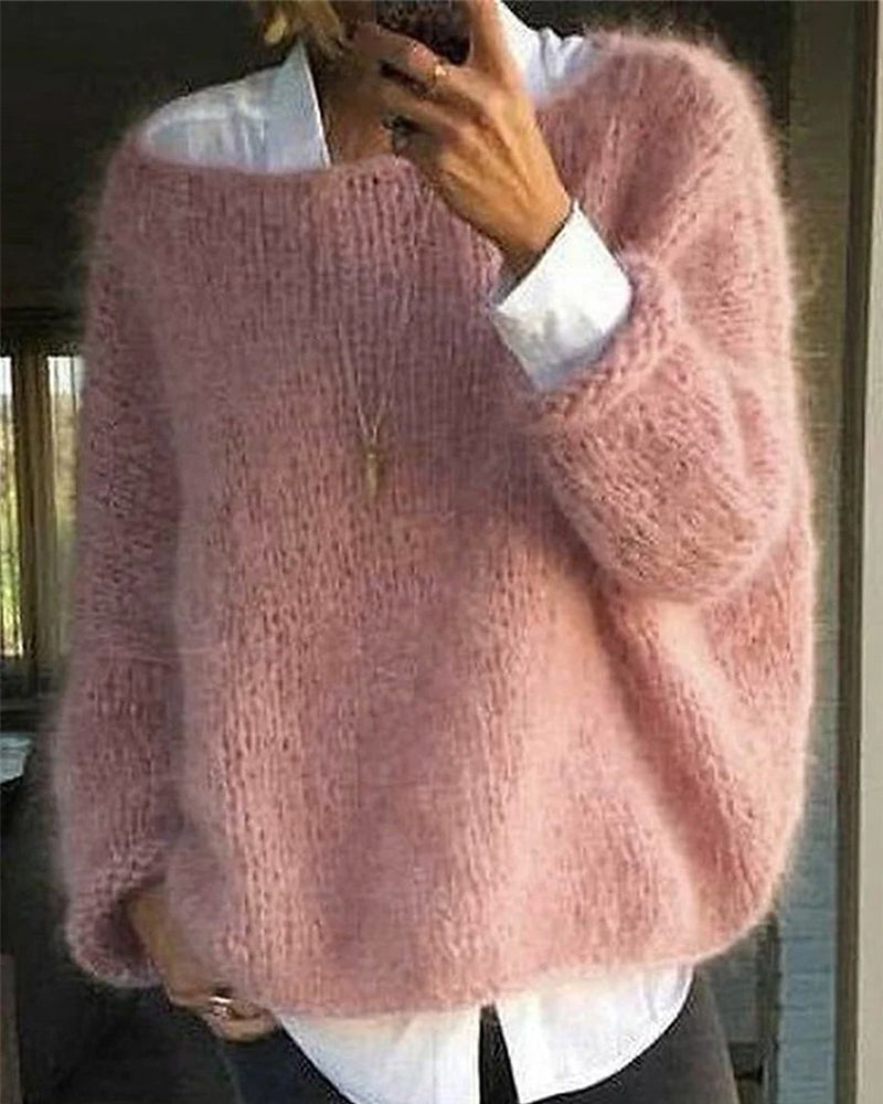 Pullover damski o luźnym kroju z opadającymi ramionami | N&W - 1