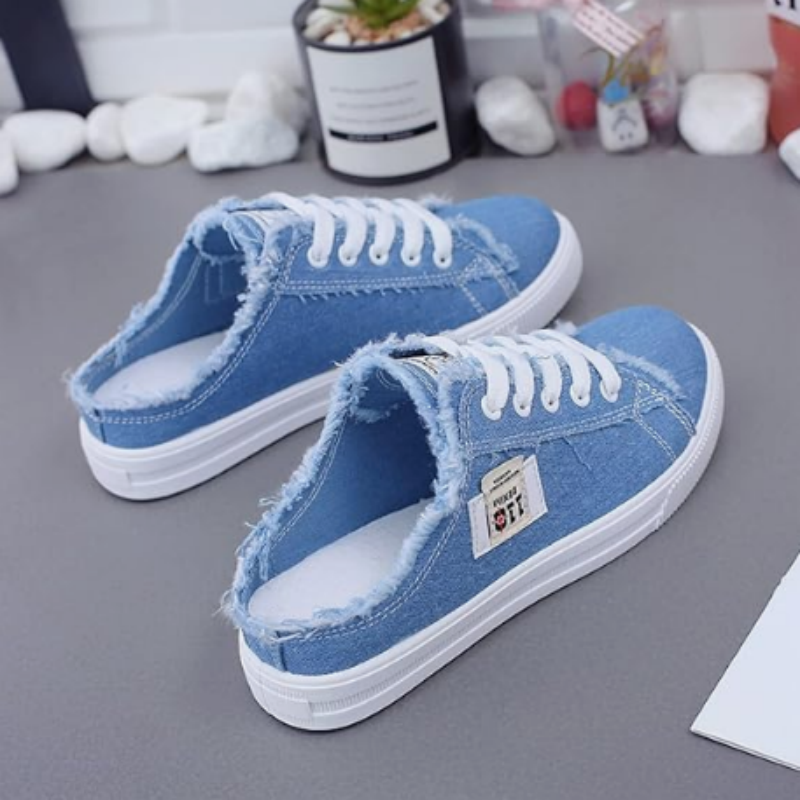 Sneakersy damskie z odkrytą piętą i przetarciami | N&W - 1