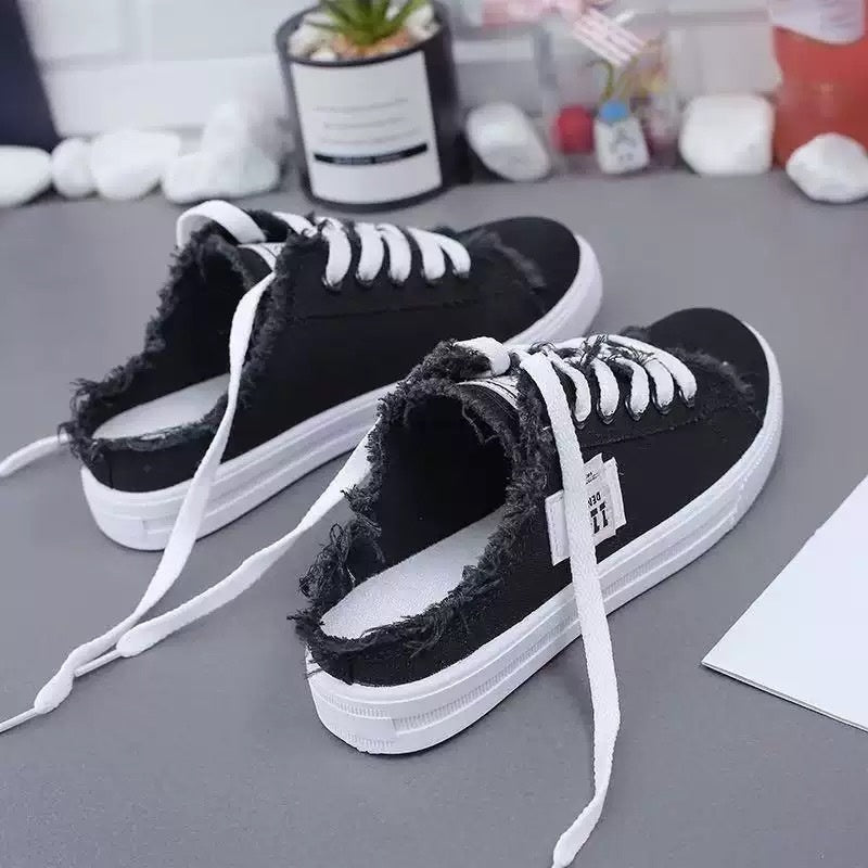Sneakersy damskie z odkrytą piętą i przetarciami | N&W - 5