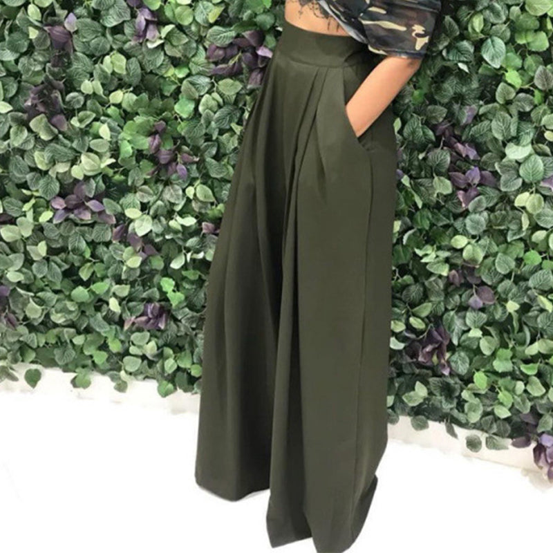 Spodnie damskie z wysokim stanem i szerokimi nogawkami | N&W - 1