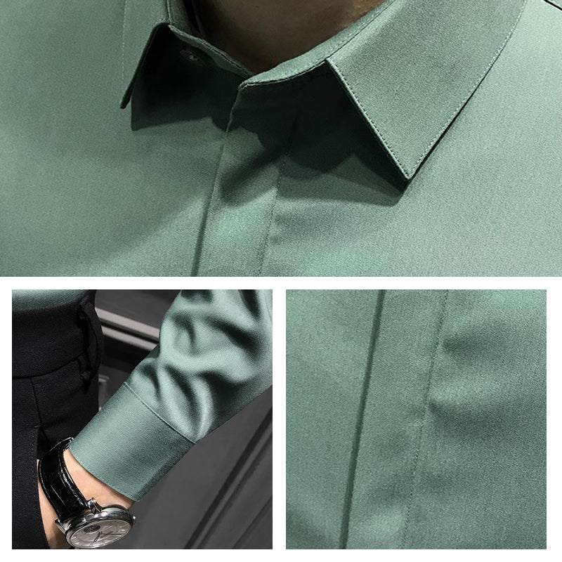 Koszula męska slim fit z kołnierzykiem button-down i długimi rękawami | N&W - 3 - Nowa-aura