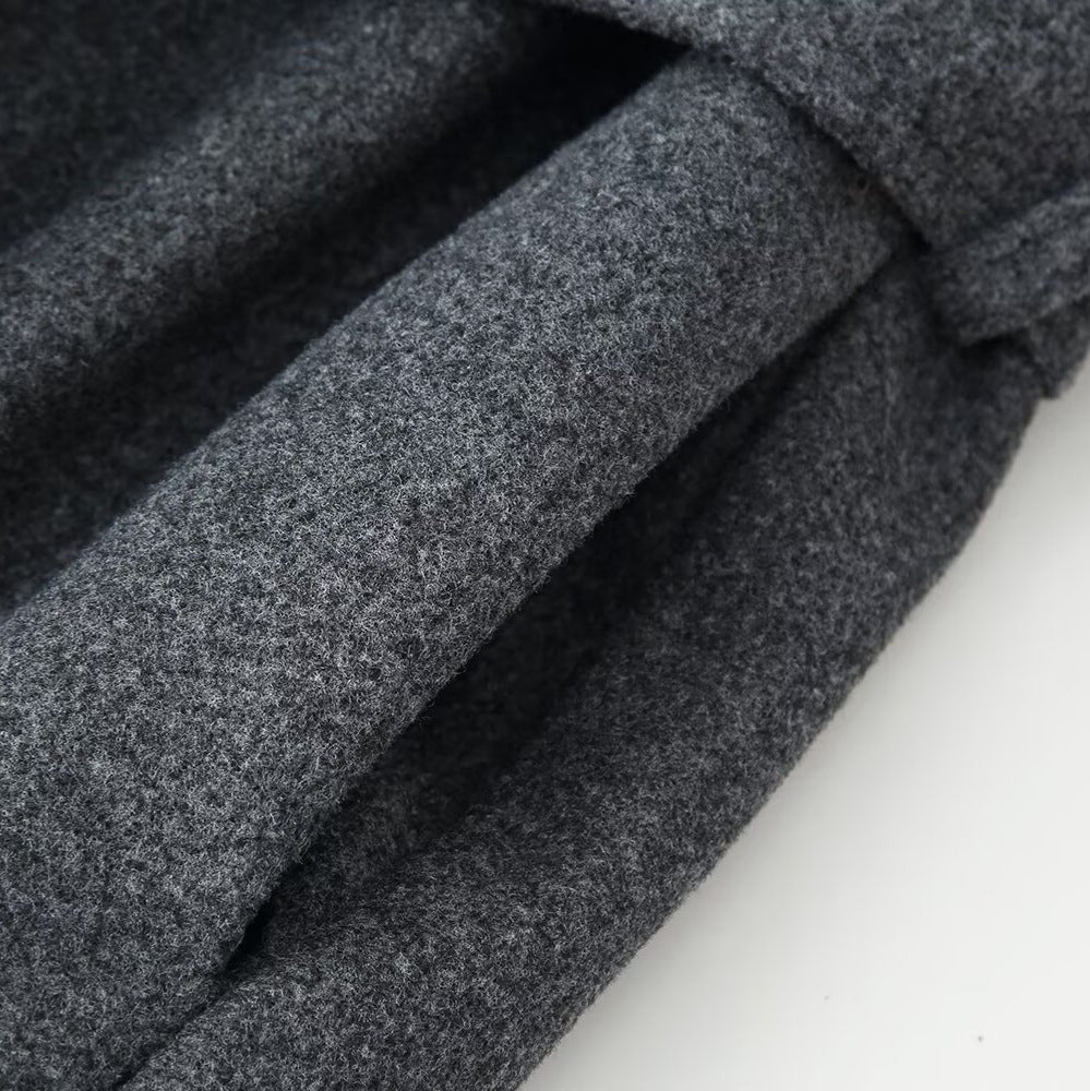 Płaszcz damski z wysokim kołnierzem i paskiem | K&M - 3 - Krawczykmoda