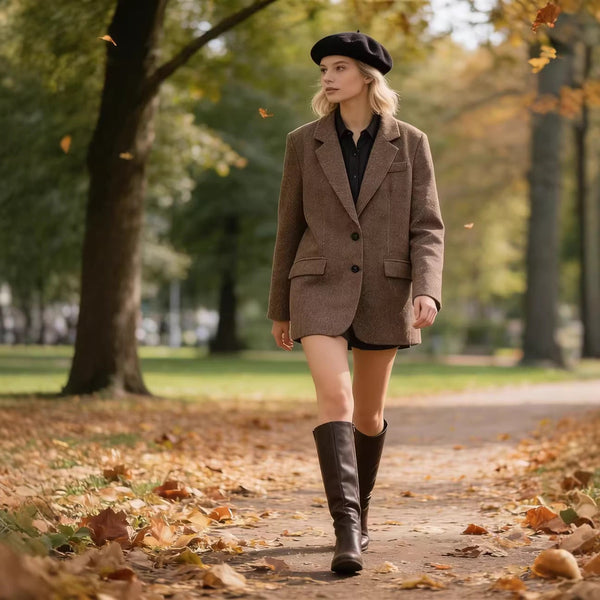 Blazer damski z klasycznymi klapami i kieszeniami | K&M - 1 - Krawczykmoda