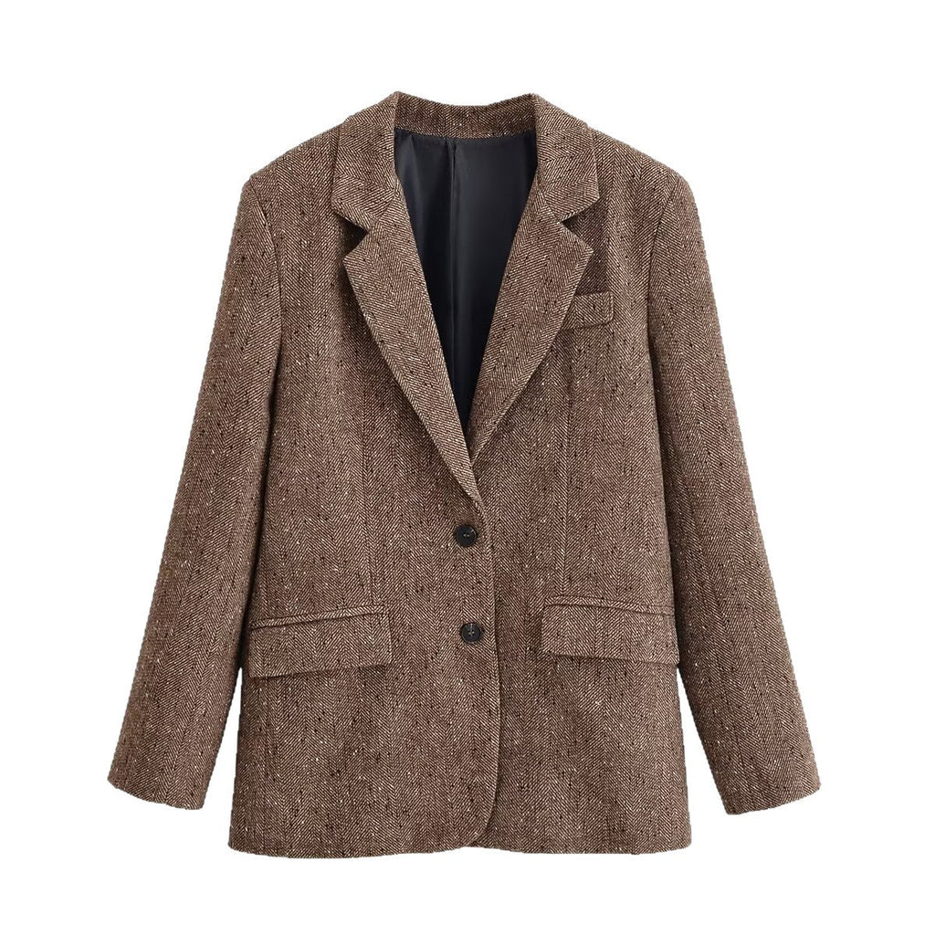 Blazer damski z klasycznymi klapami i kieszeniami | K&M - 3 - Krawczykmoda