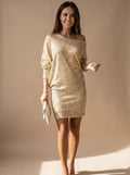 Sukienka Damska Mini z Off-Shoulder i Efektownym Blaskiem | K&M - 1 - Krawczykmoda