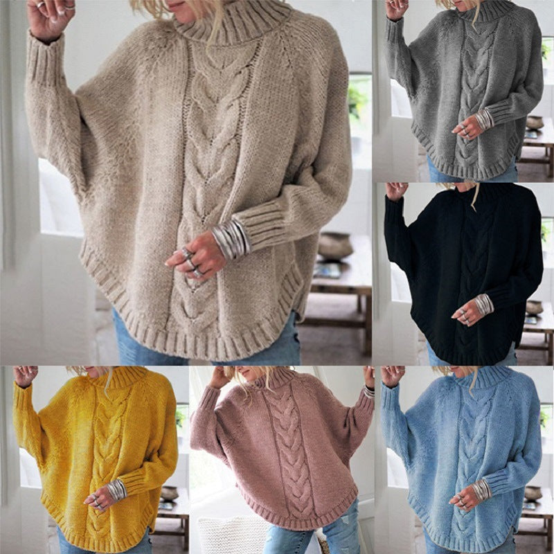 Pullover damski z golfem i warkoczowym splotem | K&M - 1 - Krawczykmoda