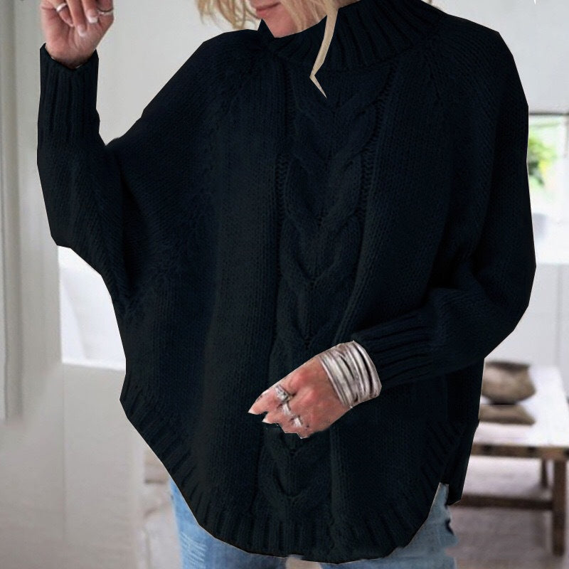 Pullover damski z golfem i warkoczowym splotem | K&M - 4 - Krawczykmoda