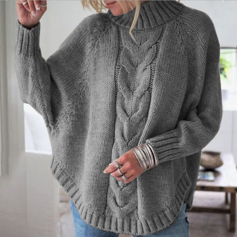 Pullover damski z golfem i warkoczowym splotem | K&M - 6 - Krawczykmoda