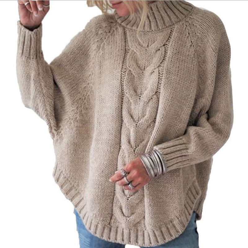 Pullover damski z golfem i warkoczowym splotem | K&M - 7 - Krawczykmoda