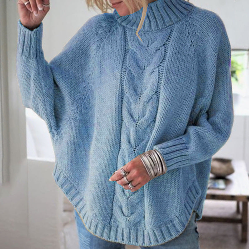 Pullover damski z golfem i warkoczowym splotem | K&M - 9 - Krawczykmoda
