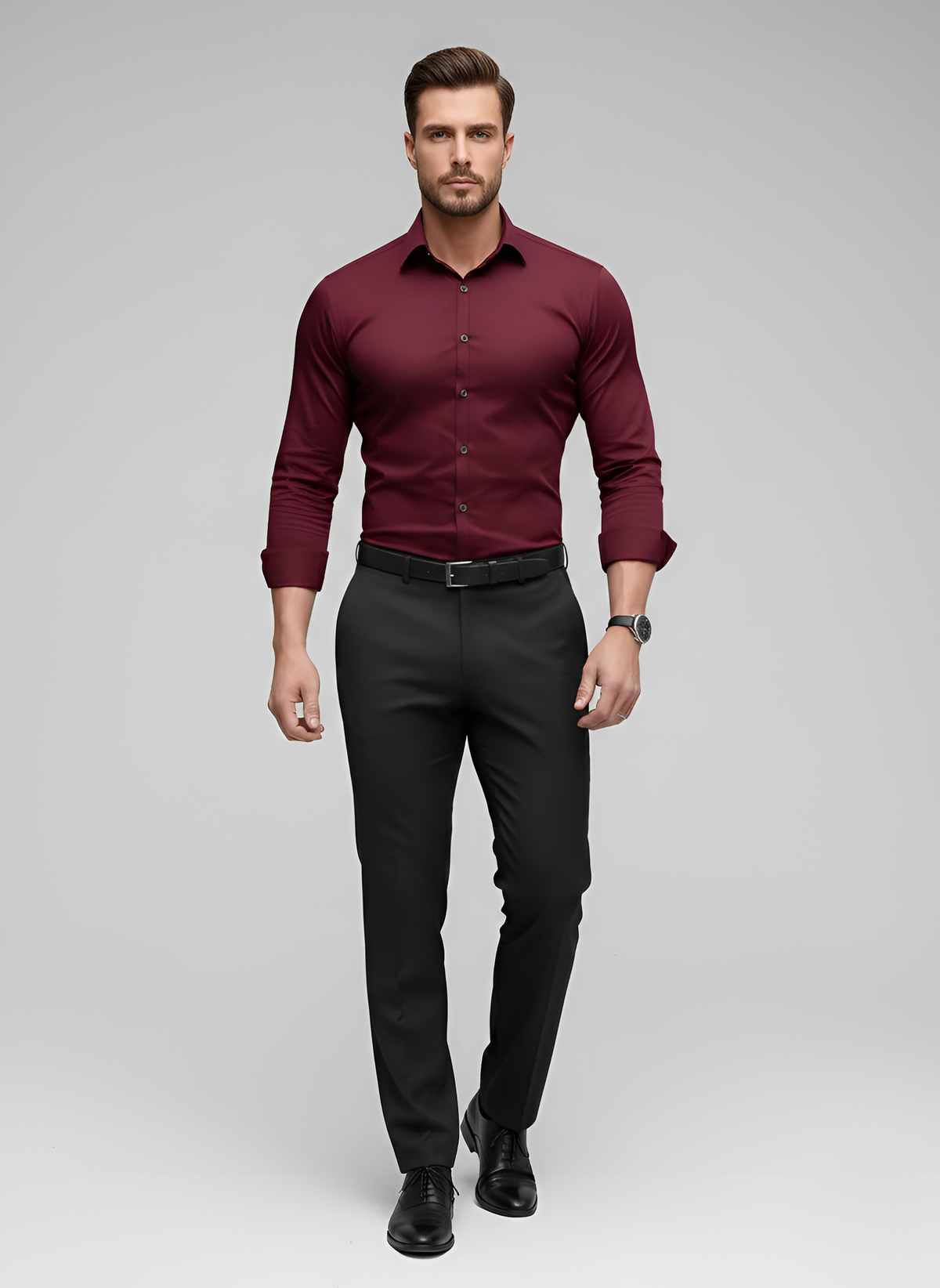 Nico – Men’s Wrinkle Free Button Up Shirt Slim Fit Long Sleeve - Image 6