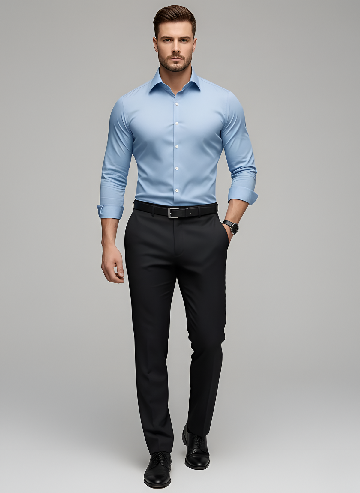 Nico – Men’s Wrinkle Free Button Up Shirt Slim Fit Long Sleeve - Image 10